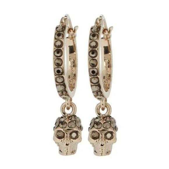 NIB AMQ ALEXANDER MCQUEEN Mini Skull Hoop Earrings - Picture 7 of 16